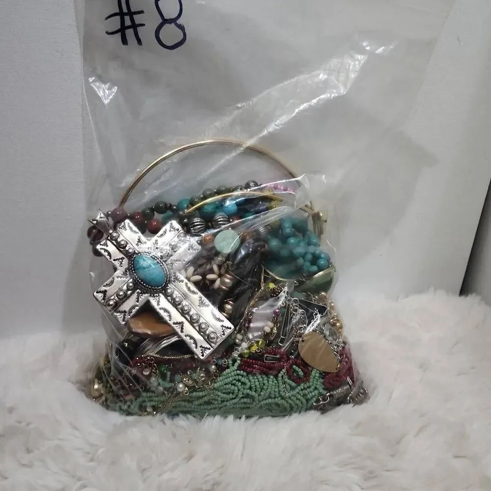 Grandma Jewelry box Crafting Jewelry Treasures Lot 2.5+lbs #8